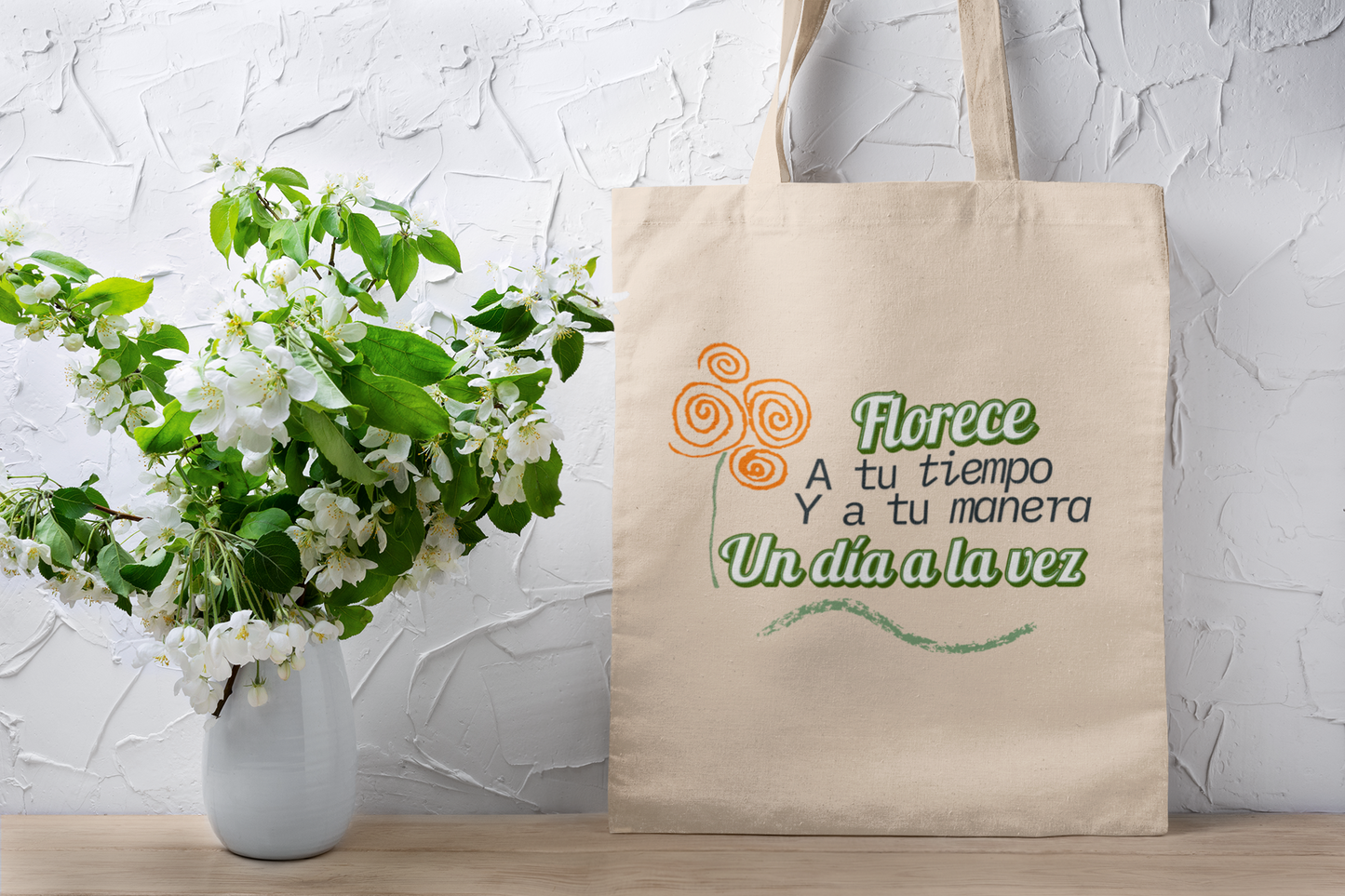FLOURISH ONE DAY AT A TIME-Tote bag