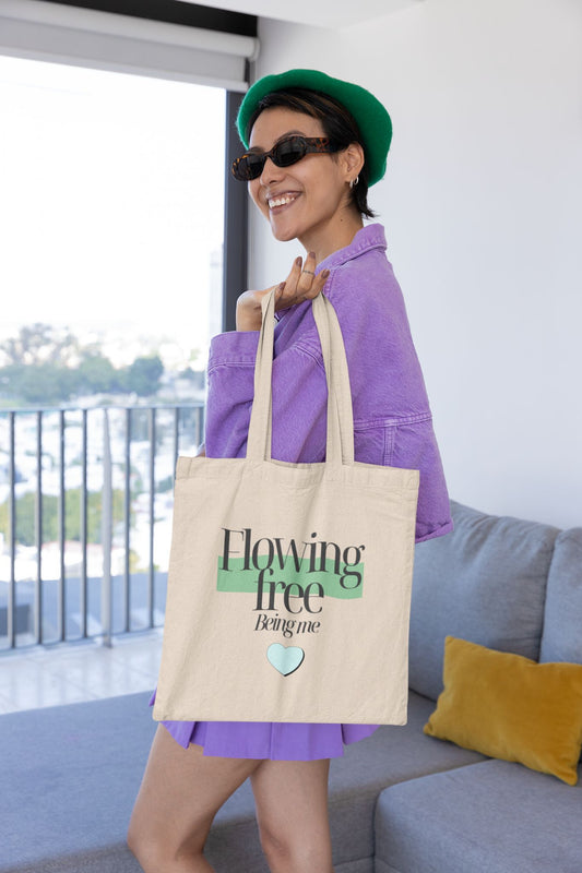FLOWING FREE- Being me Cotton Canvas Tote Bag
